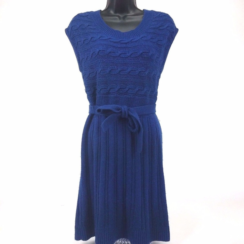 LOFT Sweater Dress Cable Knit Belted Short Sleeve